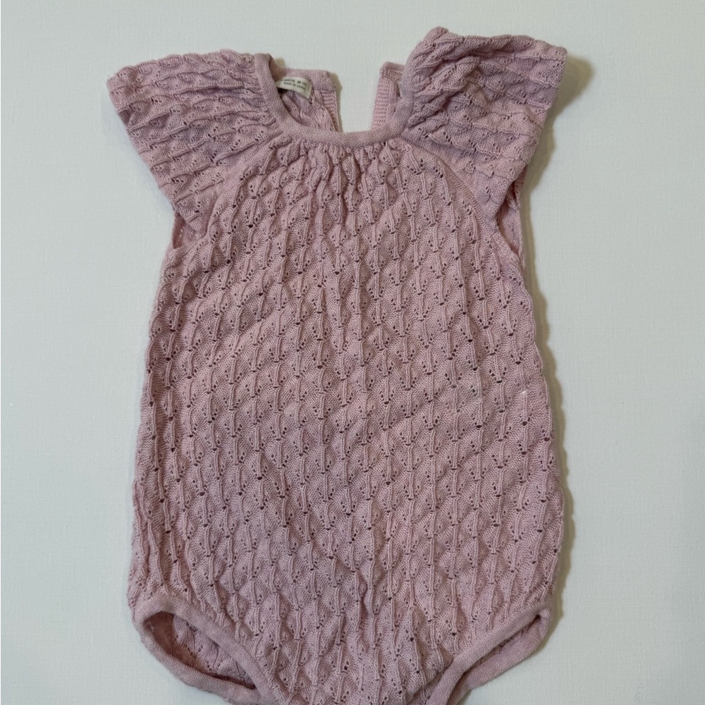 Zara Kids Knit One-Piece Romper in Dusty Pink